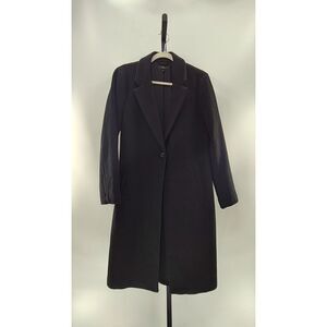 Quince Black Long Wool-Blend Overcoat